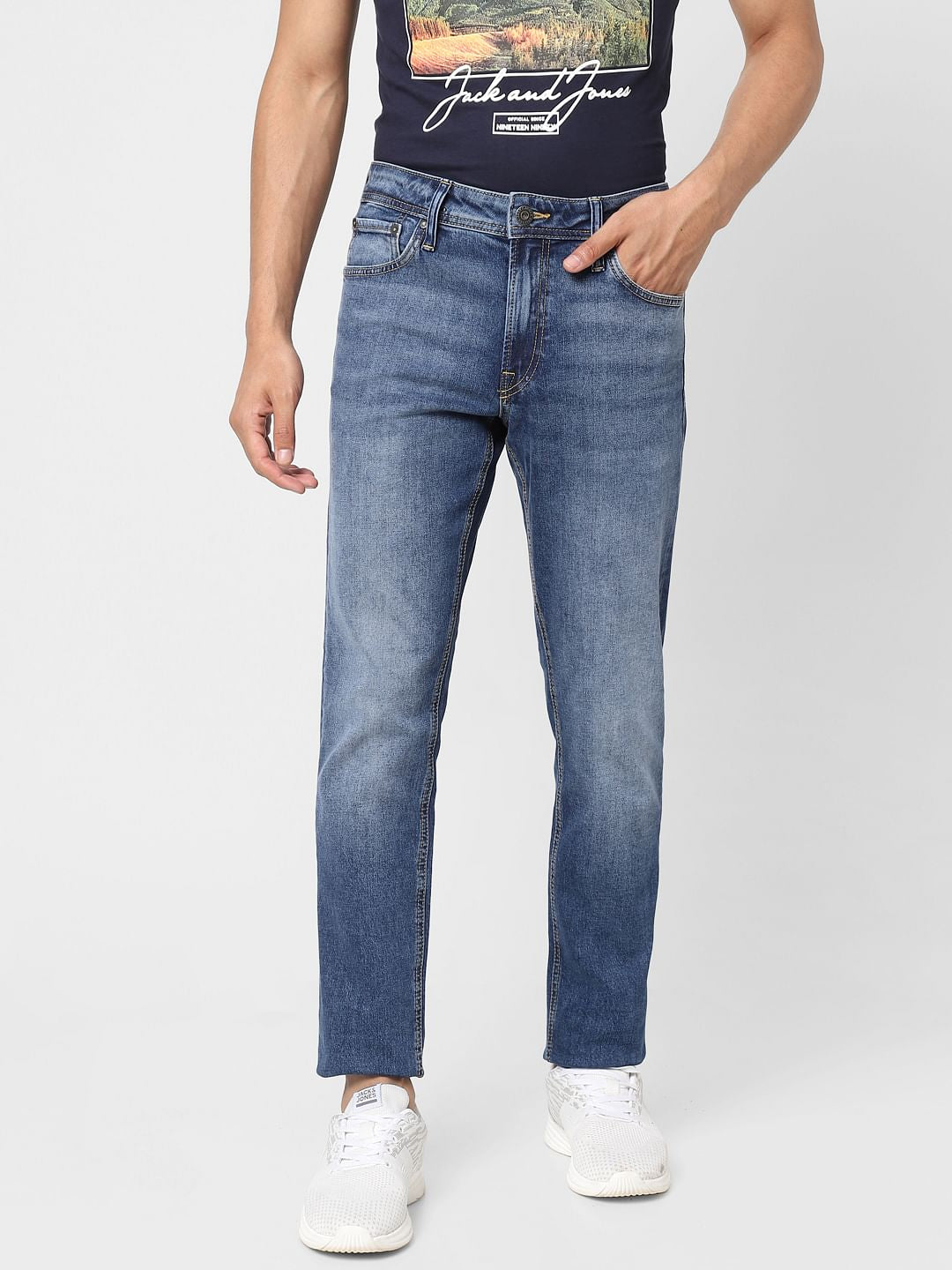 Blue Low Rise Washed Glenn Slim Jeans