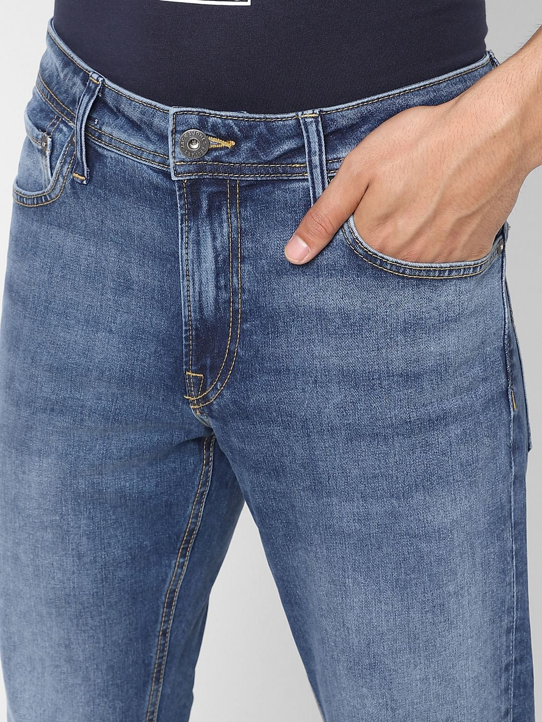 Blue Low Rise Washed Glenn Slim Jeans