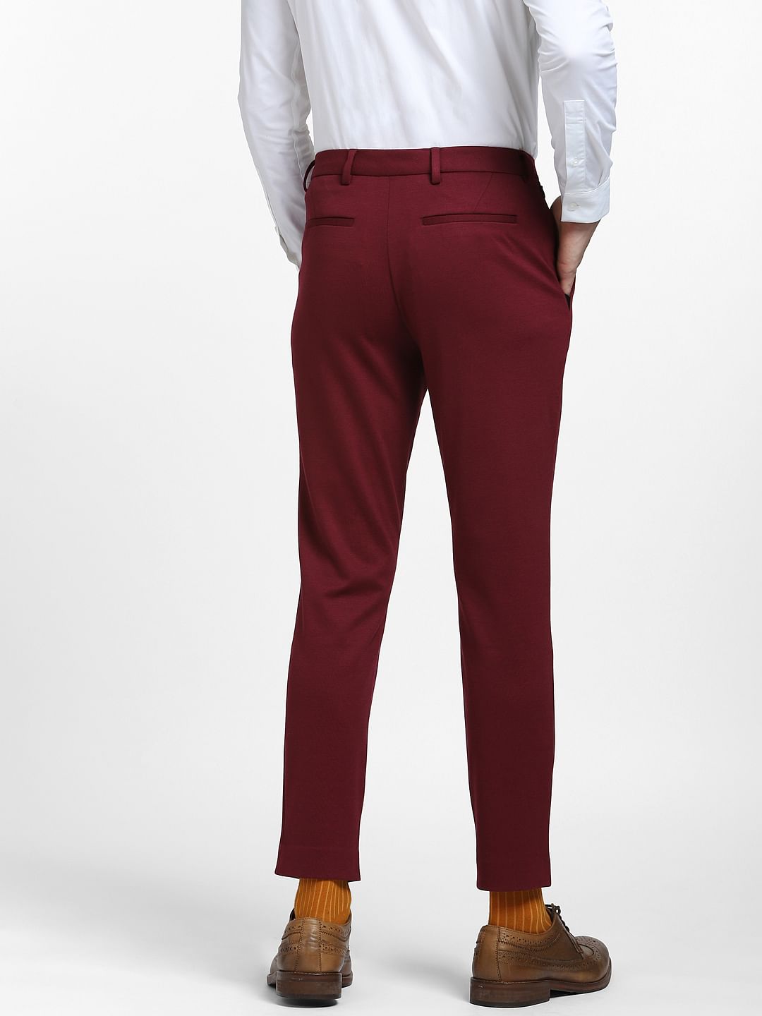 Maroon Mid Rise Suit Set Trousers