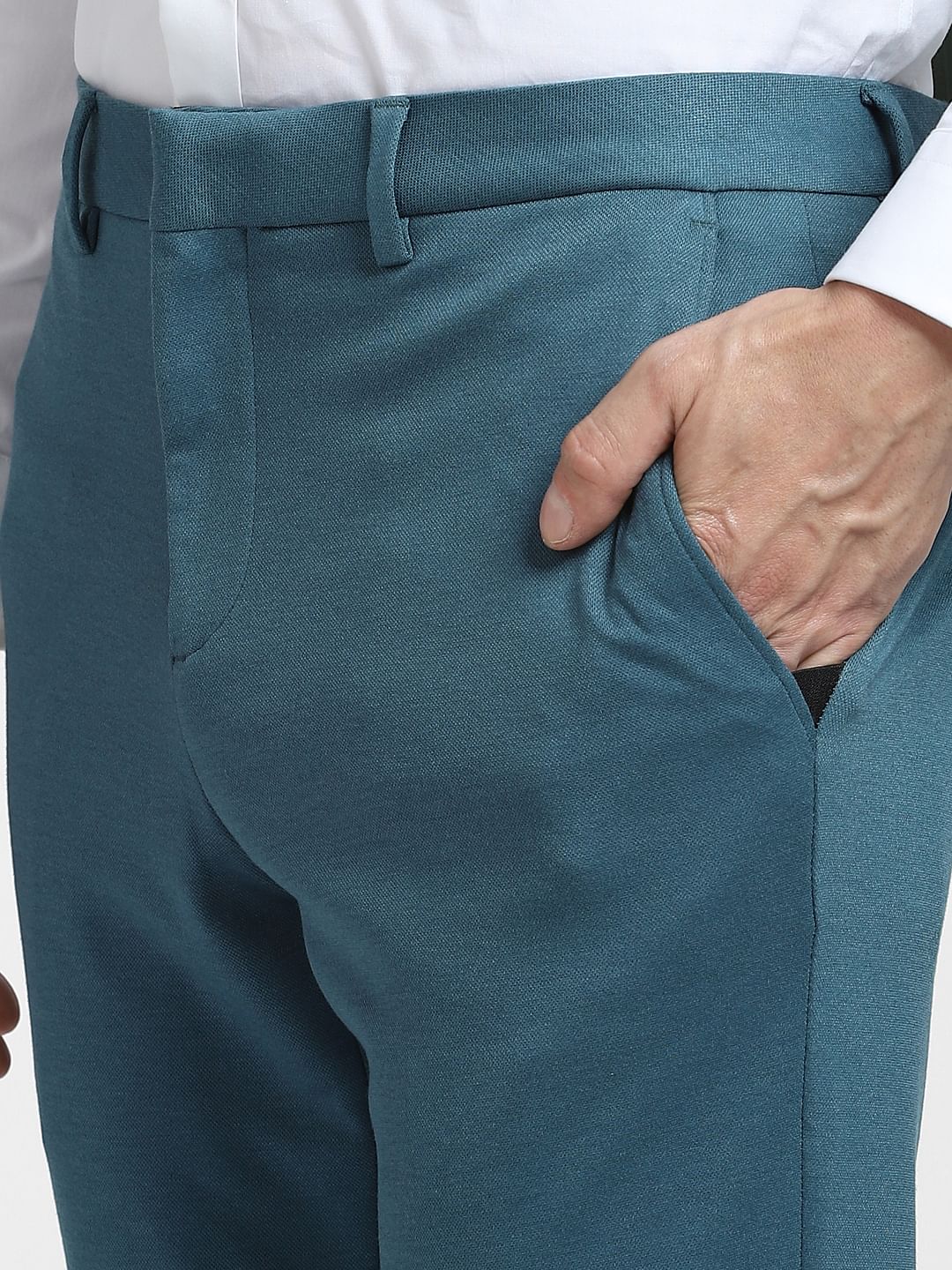 Teal Mid Rise Suit Set Trousers