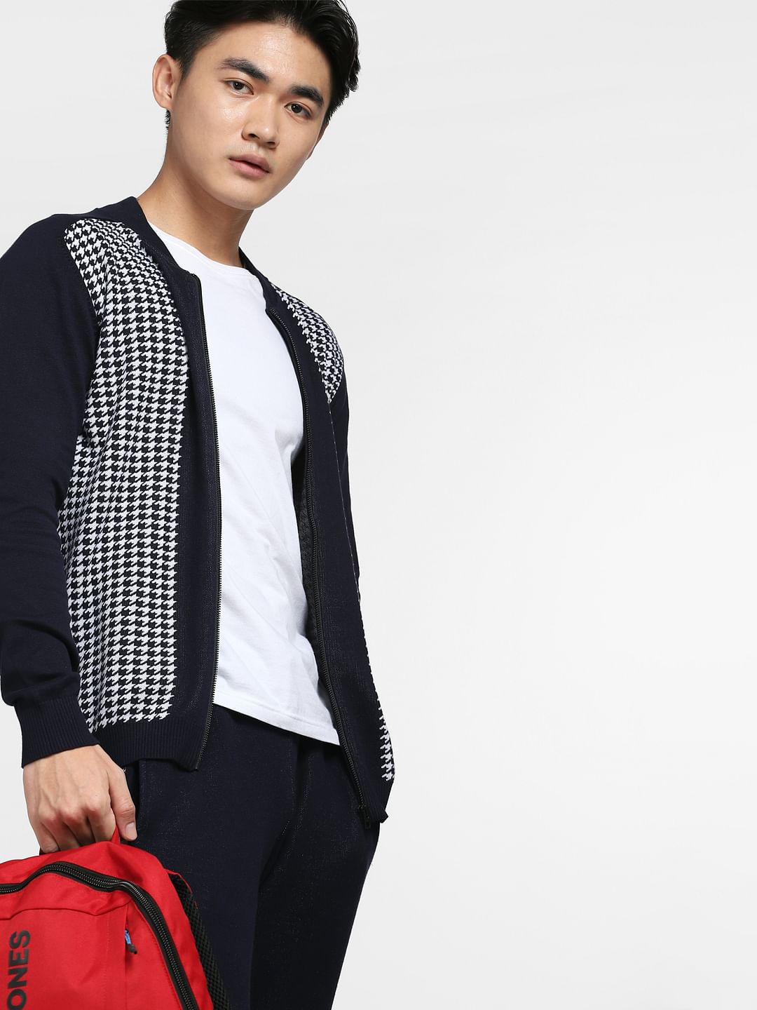 Navy Blue Printed Co-ord Jacket - S
