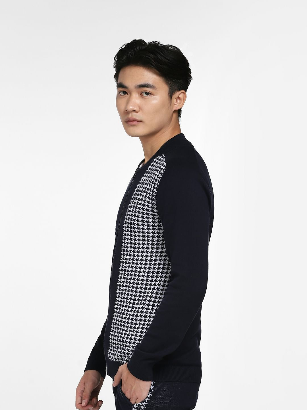 Navy Blue Printed Co-ord Jacket