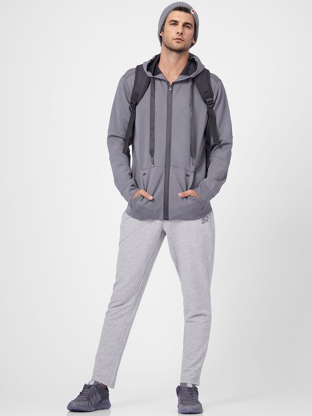 Grey Zip Up Hooded Sweatshirt
