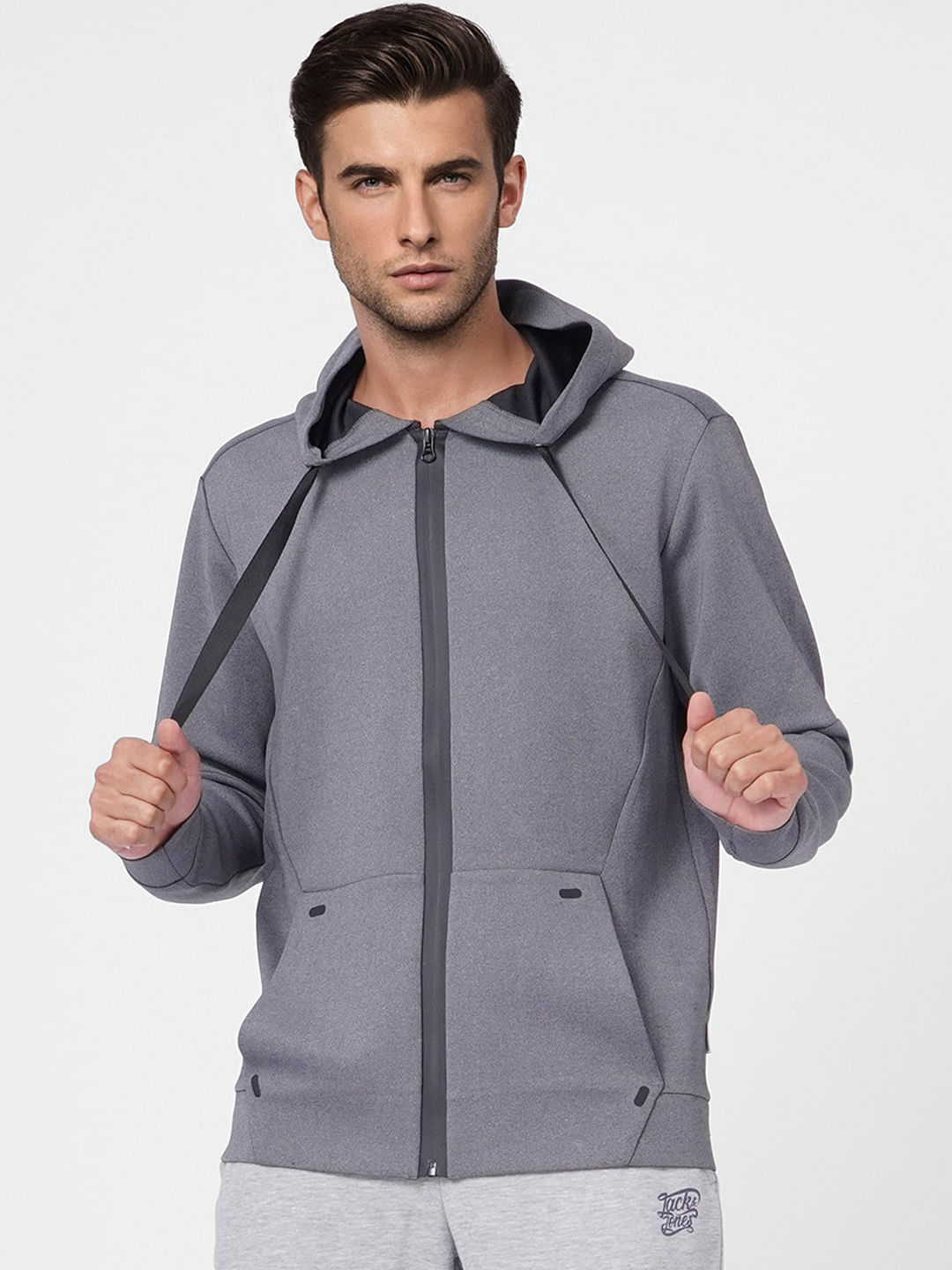 Grey Zip Up Hooded Sweatshirt
