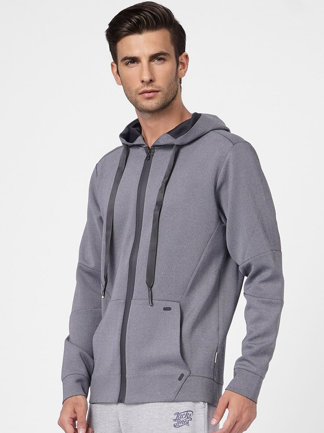 Grey Zip Up Hooded Sweatshirt