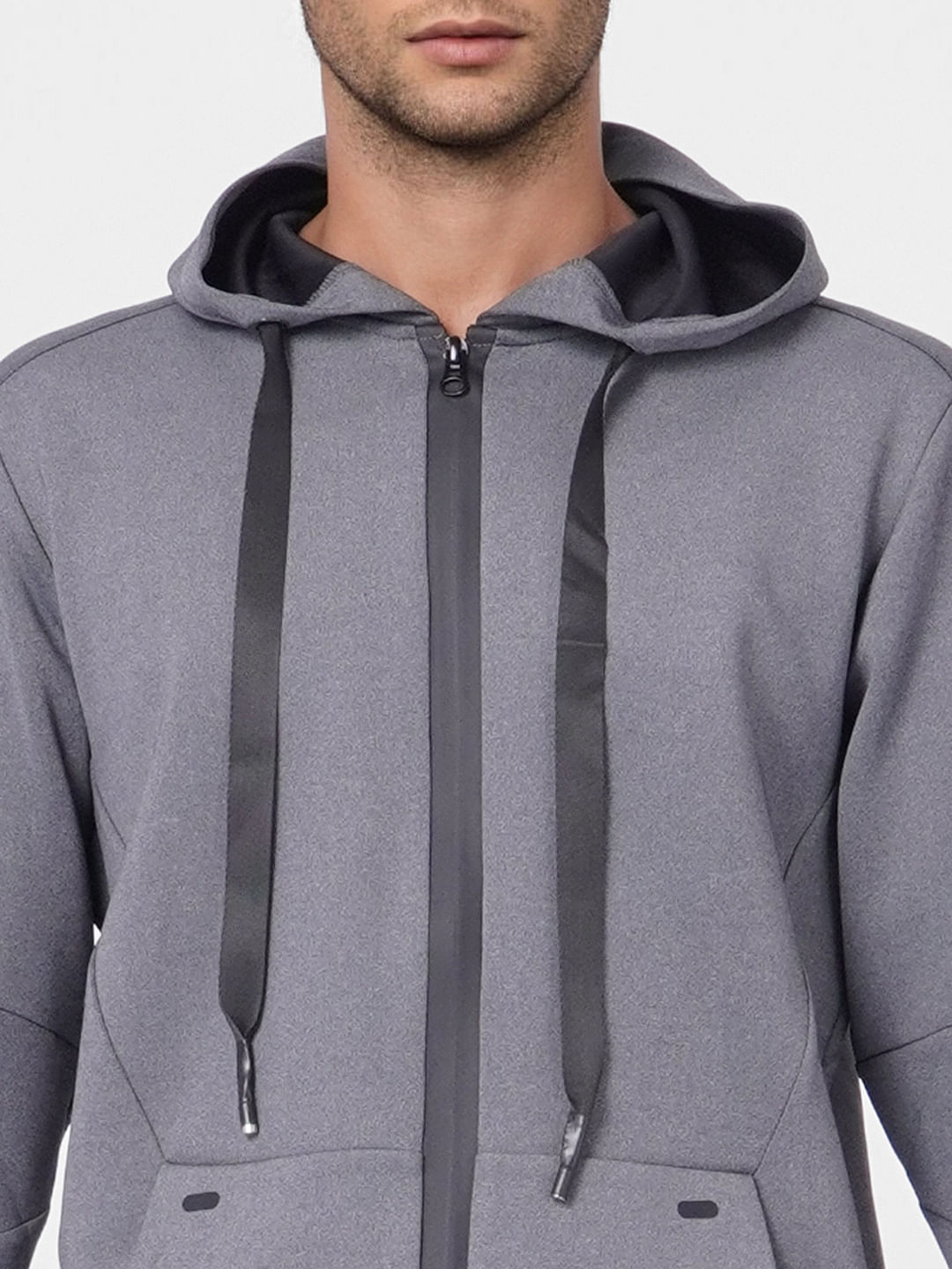 Grey Zip Up Hooded Sweatshirt