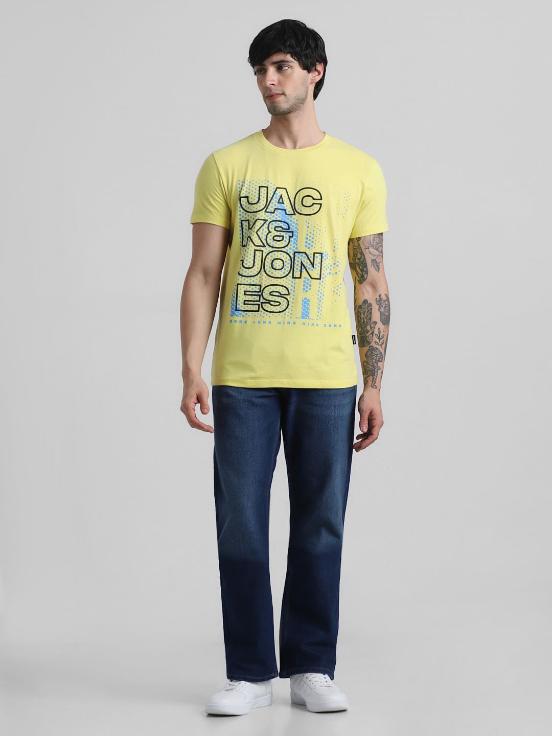 Yellow Graphic Print Crew Neck T-shirt