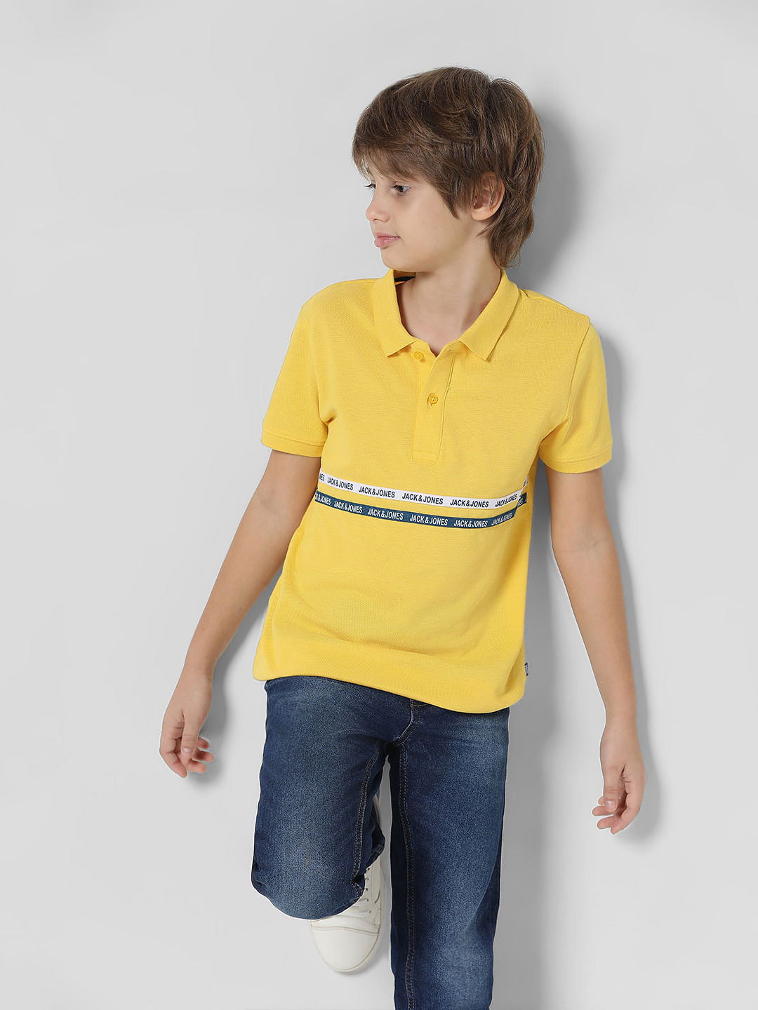 Yellow Tape Detail Polo T-shirt - 4/5Y