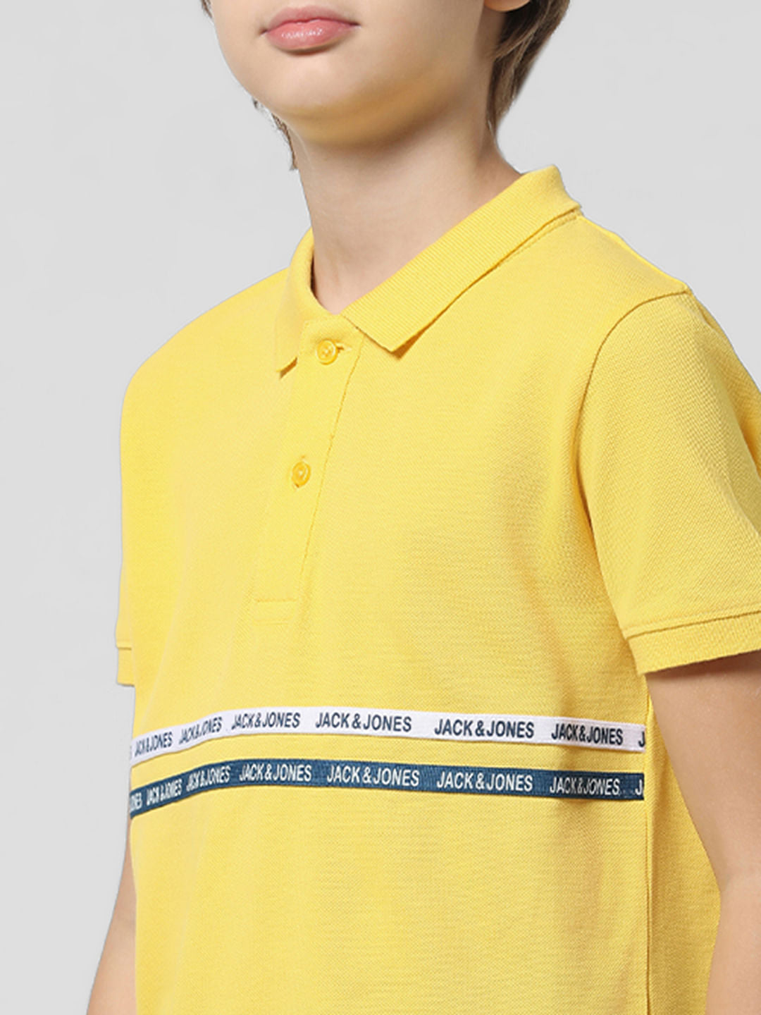 Yellow Tape Detail Polo T-shirt