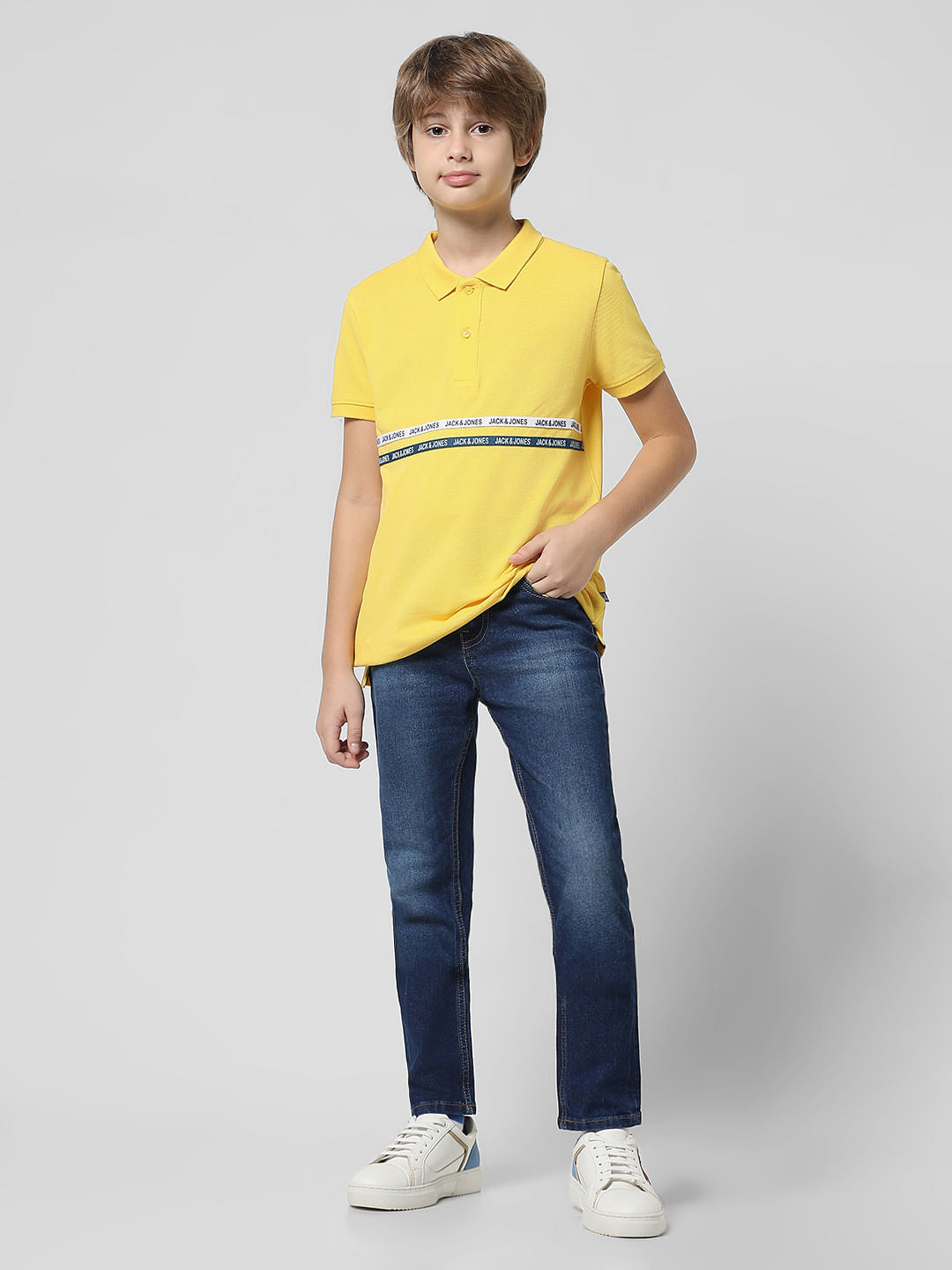 Yellow Tape Detail Polo T-shirt