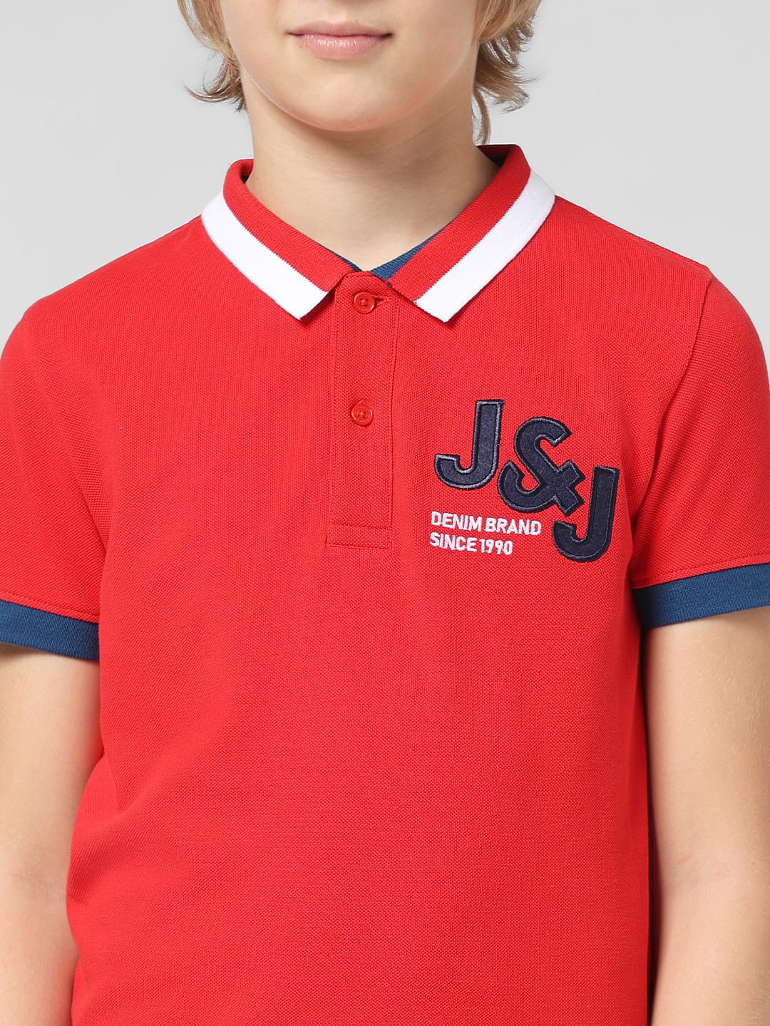 JUNIOR BOYS Red Applique Polo T-shirt
