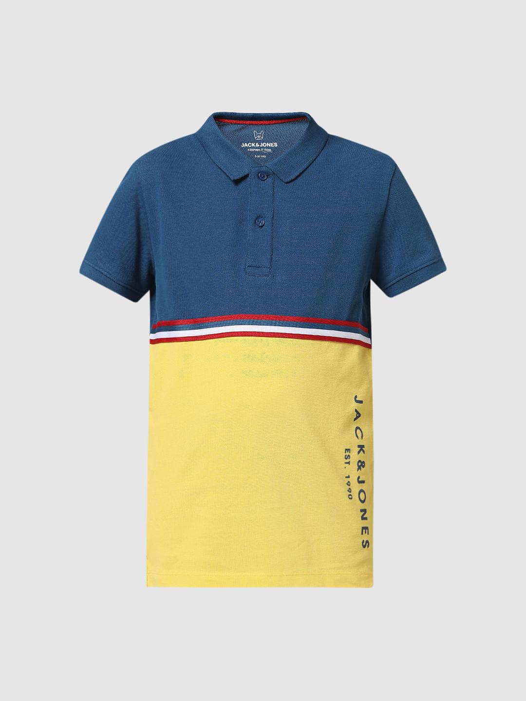 Blue Colourblocked Polo T-shirt