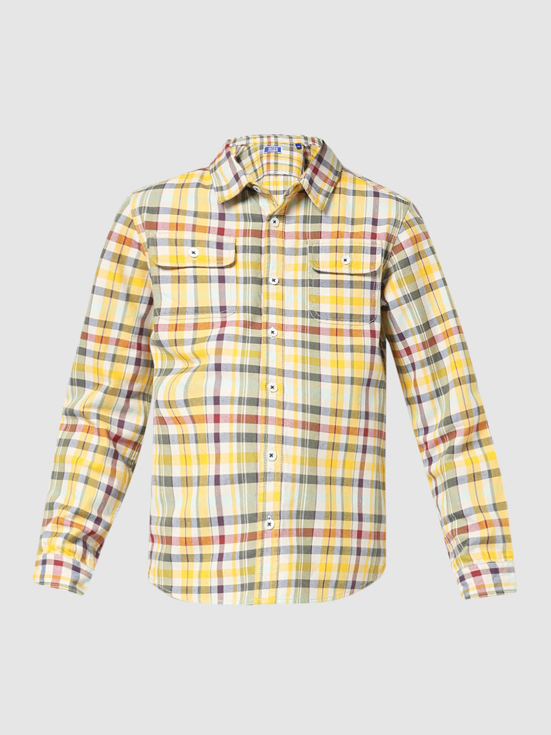 JUNIOR BOYS Yellow Check Full Sleeves Shirt