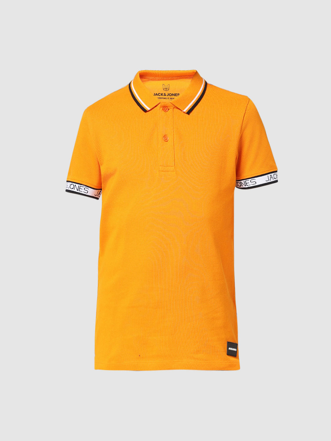 JUNIOR BOYS Orange Logo Text Polo T-shirt