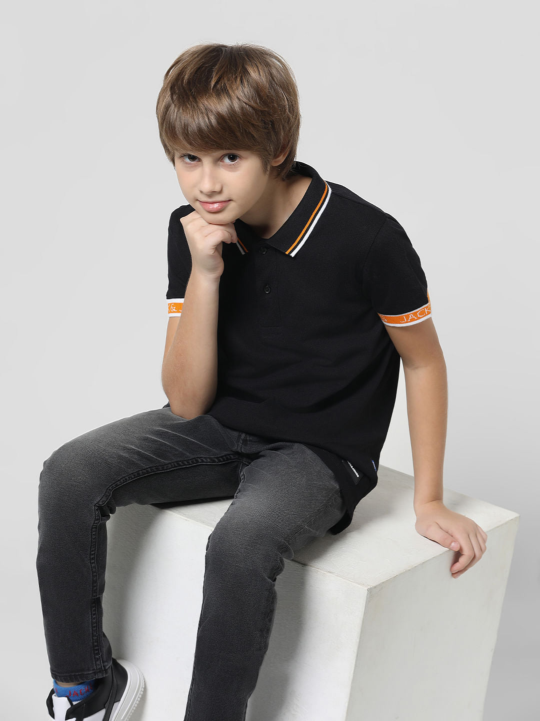 Black Contrast Tipping Polo T-shirt