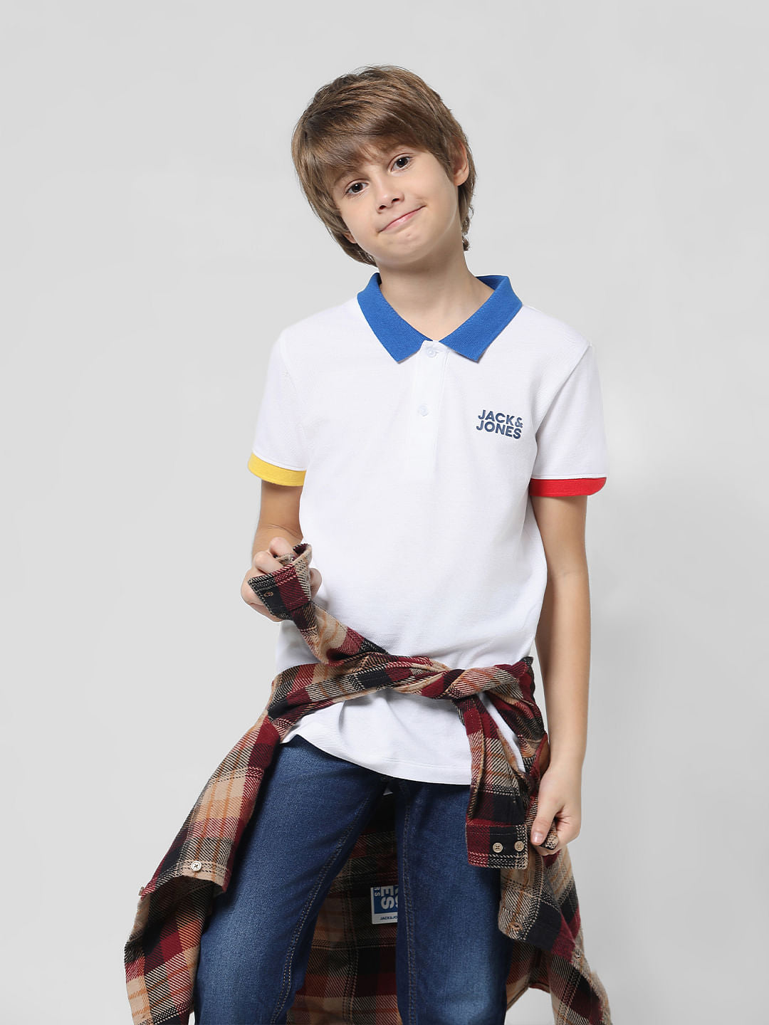 White Contrast Tipping Polo T-shirt - 4/5Y