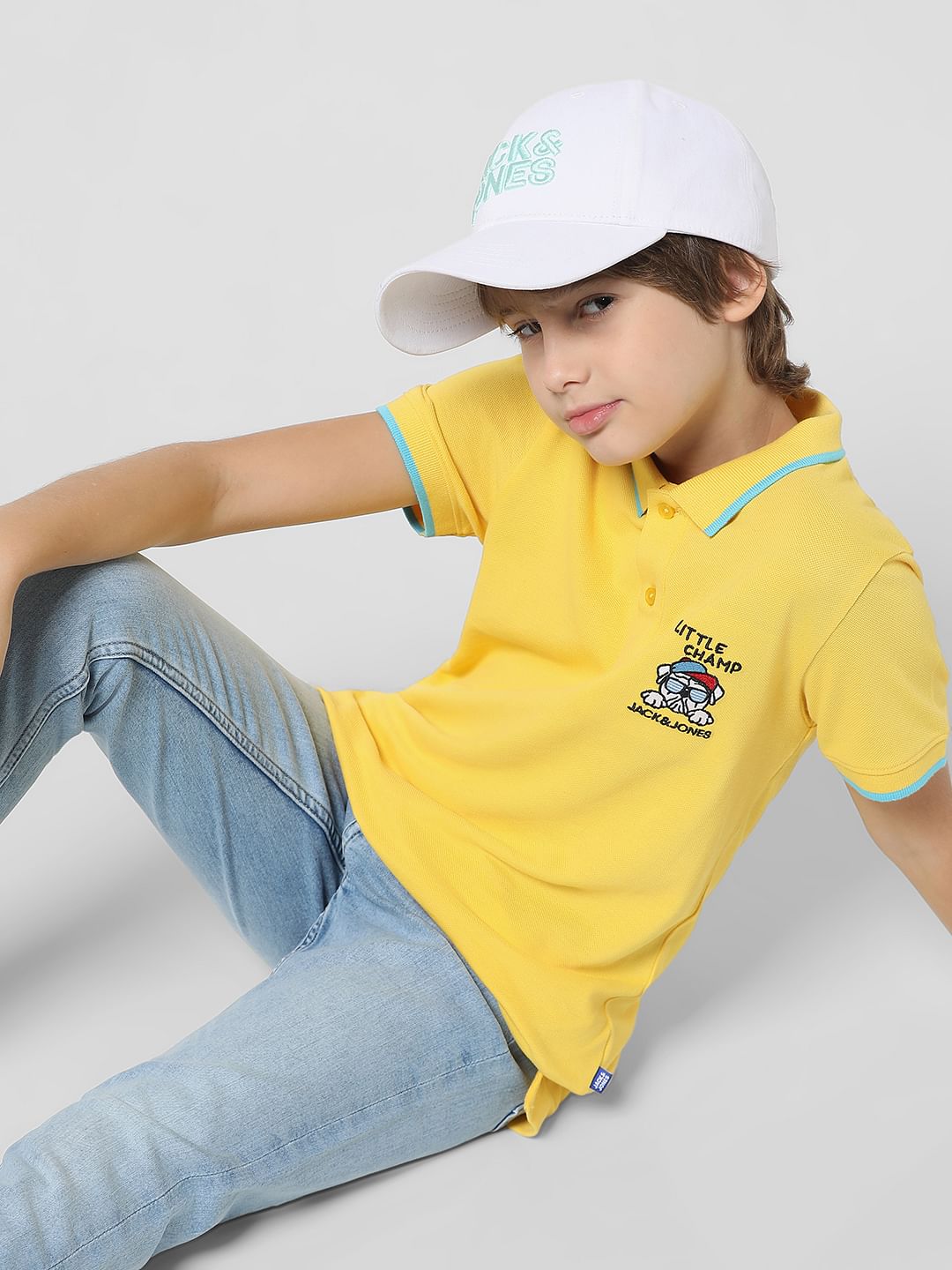Yellow Applique Print Polo T-shirt - 4/5Y