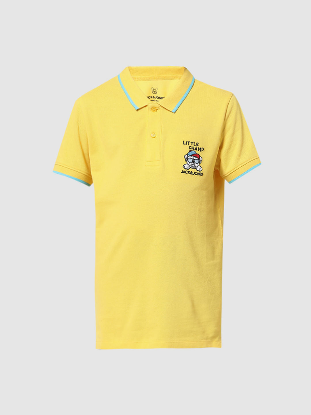 Yellow Applique Print Polo T-shirt