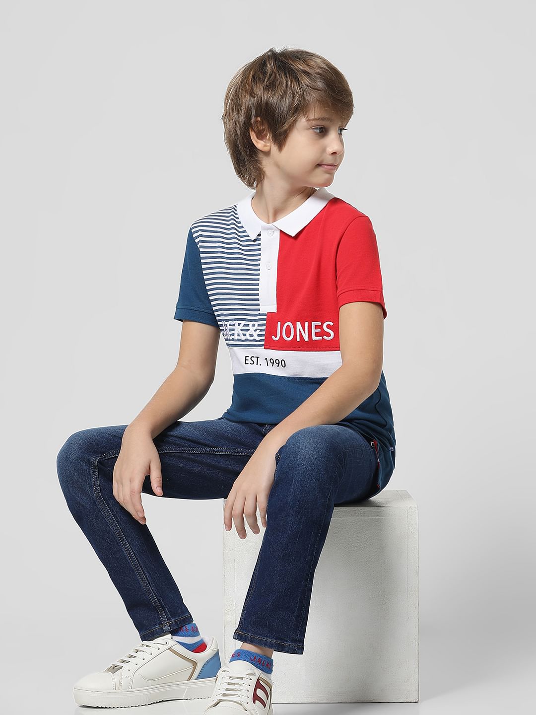 Red Colourblocked Polo T-shirt - 4/5Y
