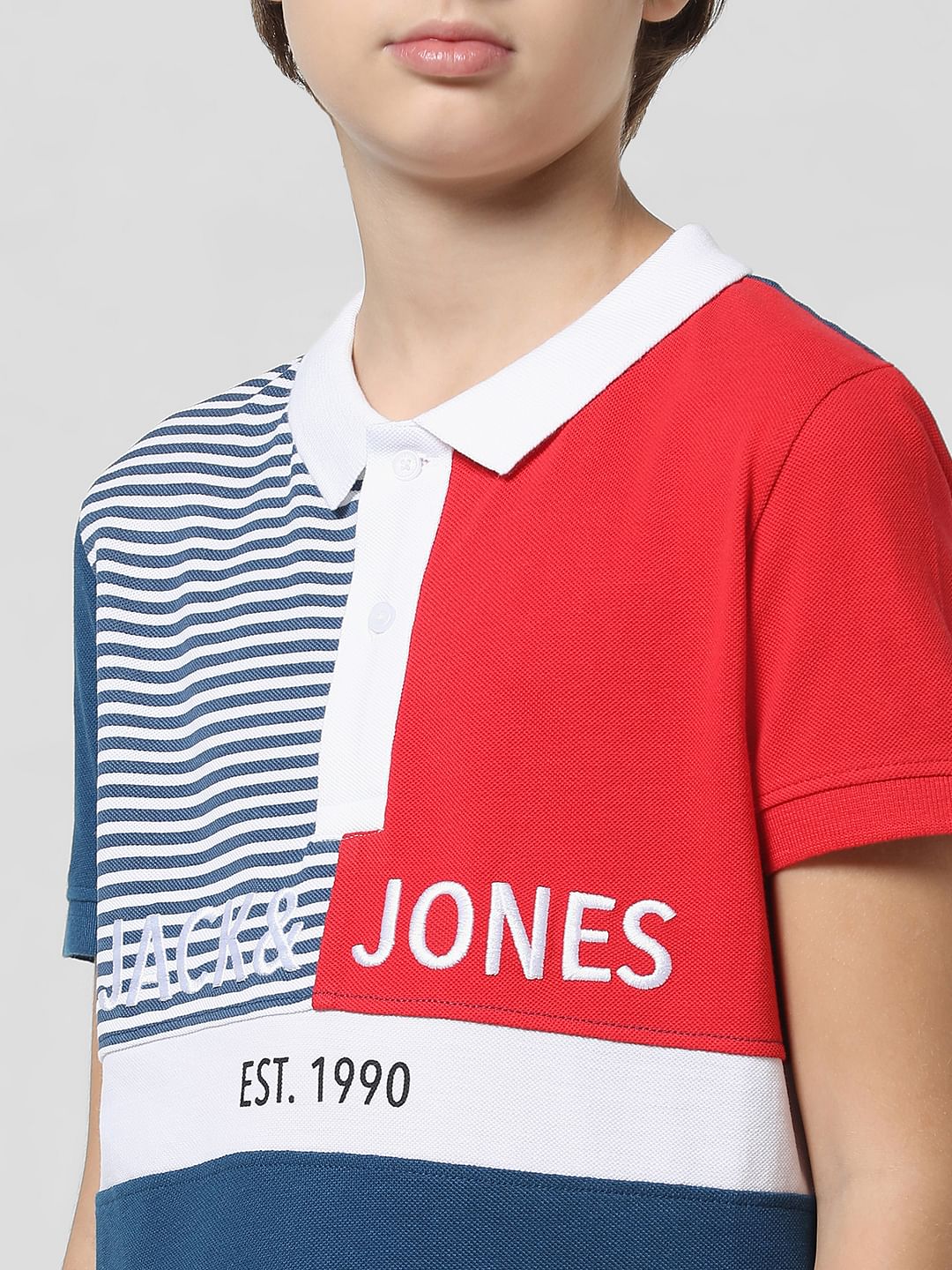 Red Colourblocked Polo T-shirt