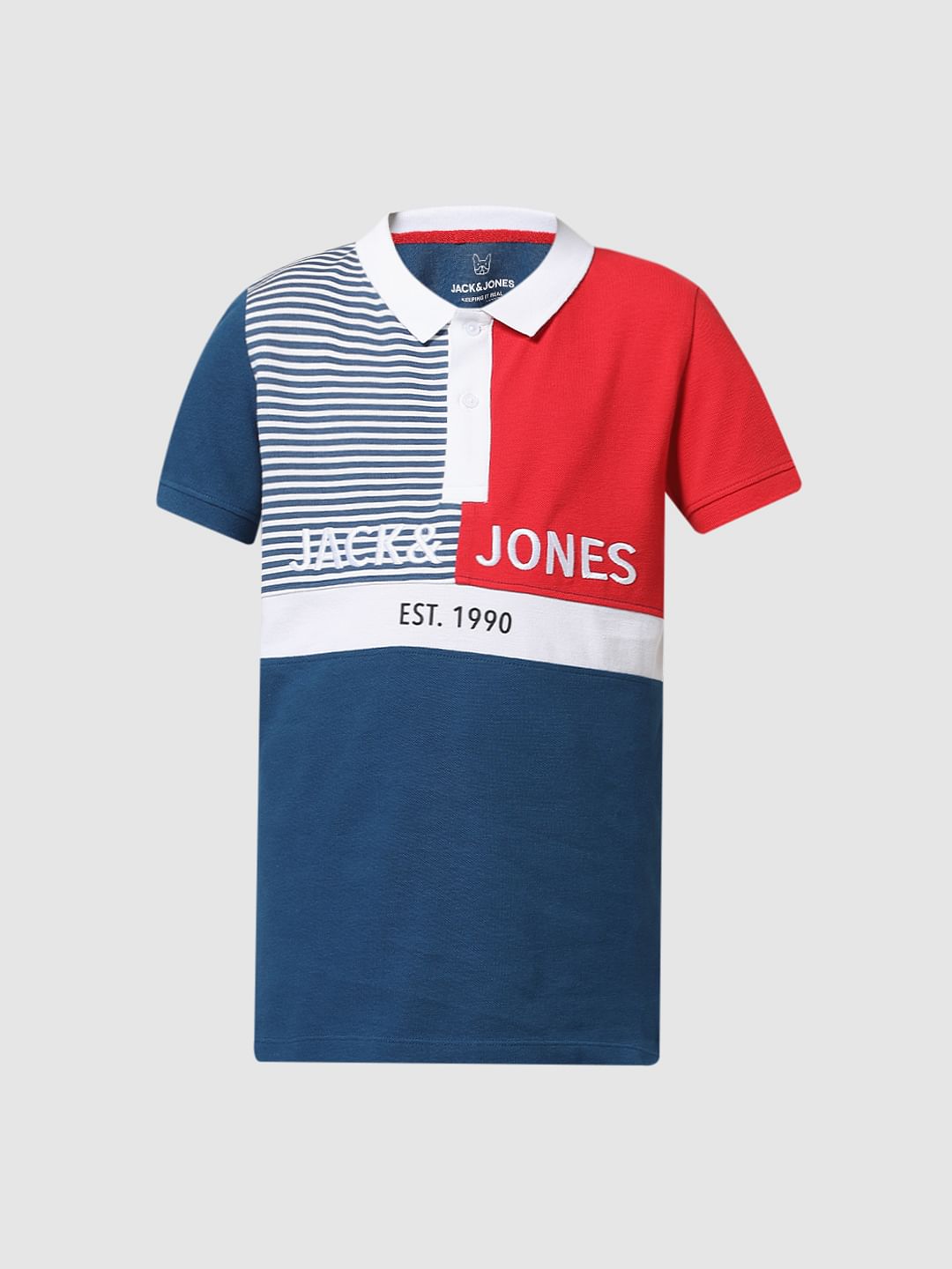 Red Colourblocked Polo T-shirt