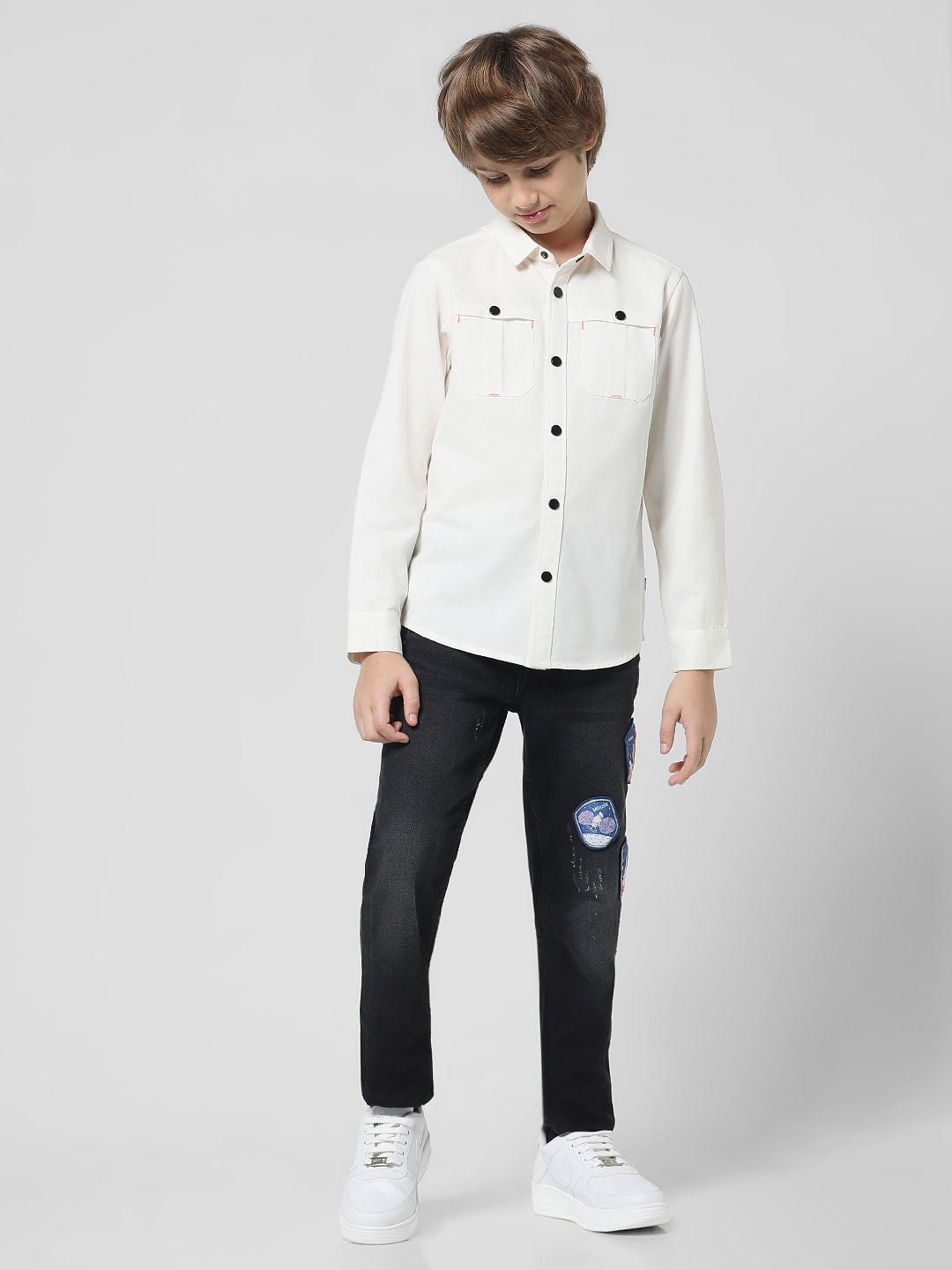 White Cotton Full Sleeves Shirt