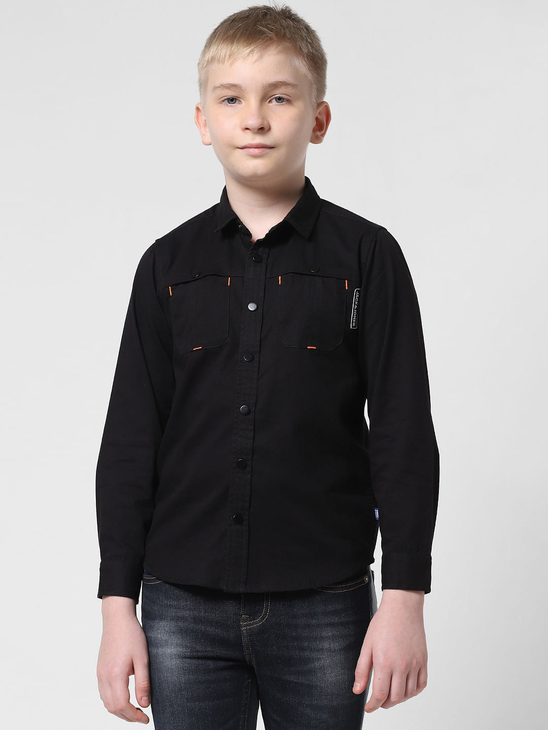 Black Cotton Full Sleeves Shirt