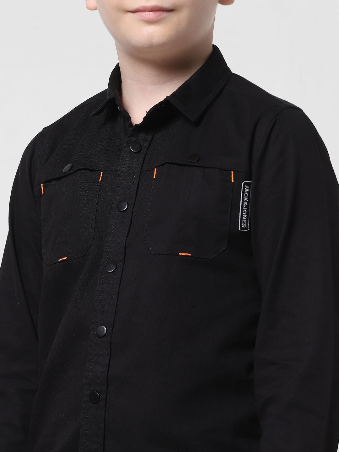 Black Cotton Full Sleeves Shirt
