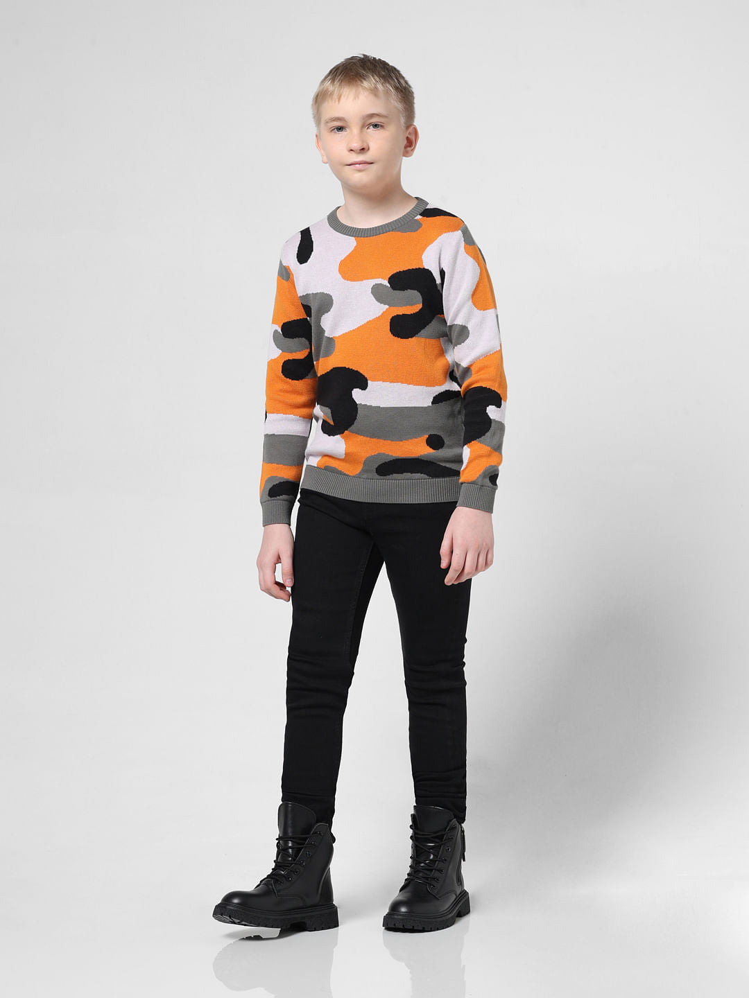 Yellow Jacquard Knit Pullover