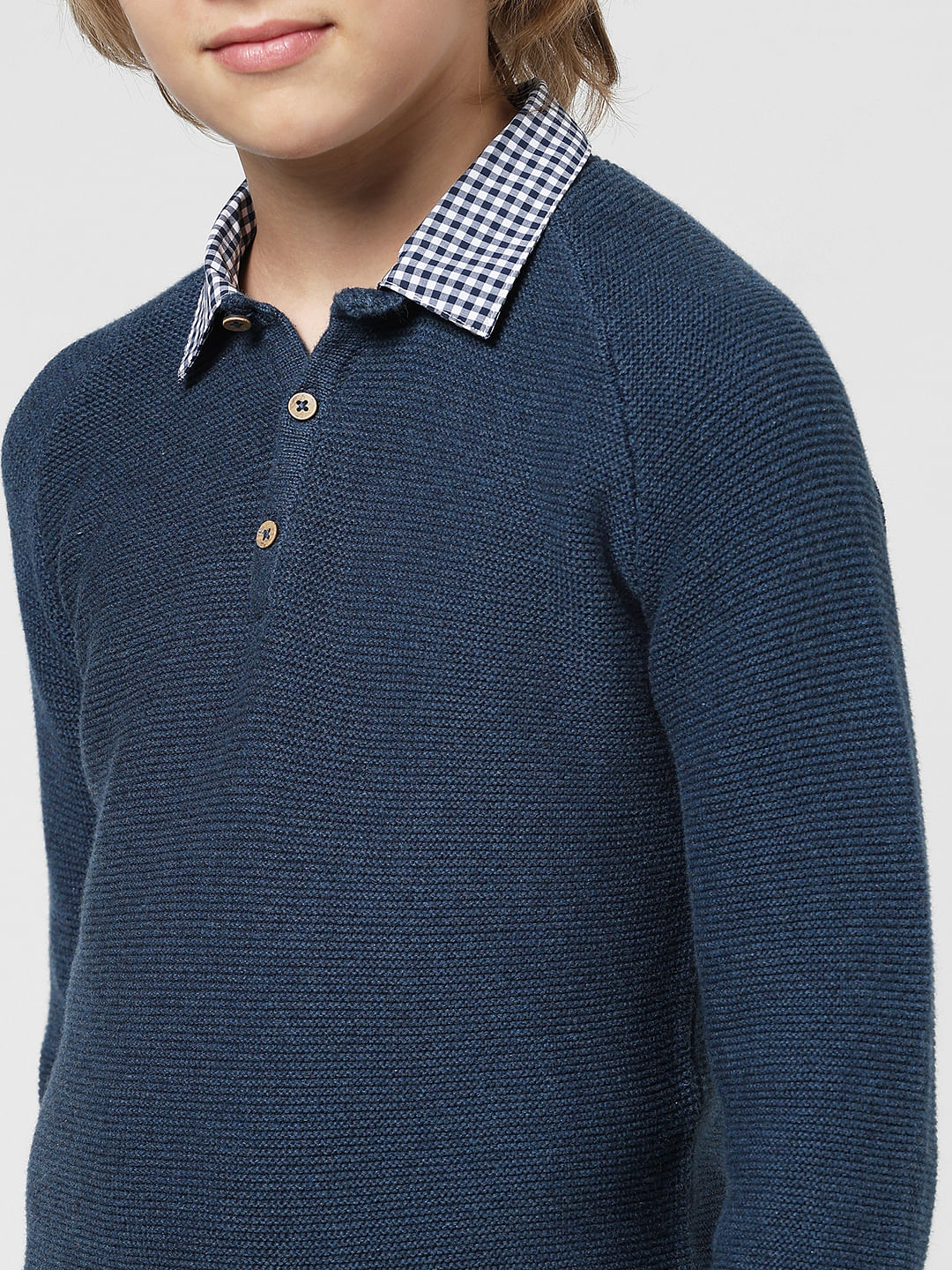 JUNIOR BOYS Dark Blue Knitted Polo