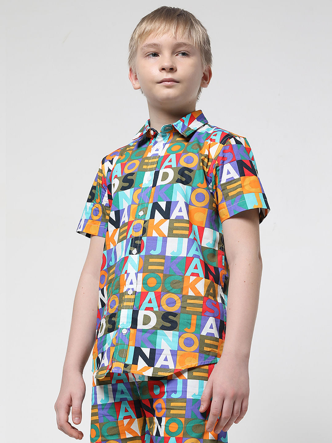 Boys Blue Logo Print Co-ord Set Shirt - 4/5Y