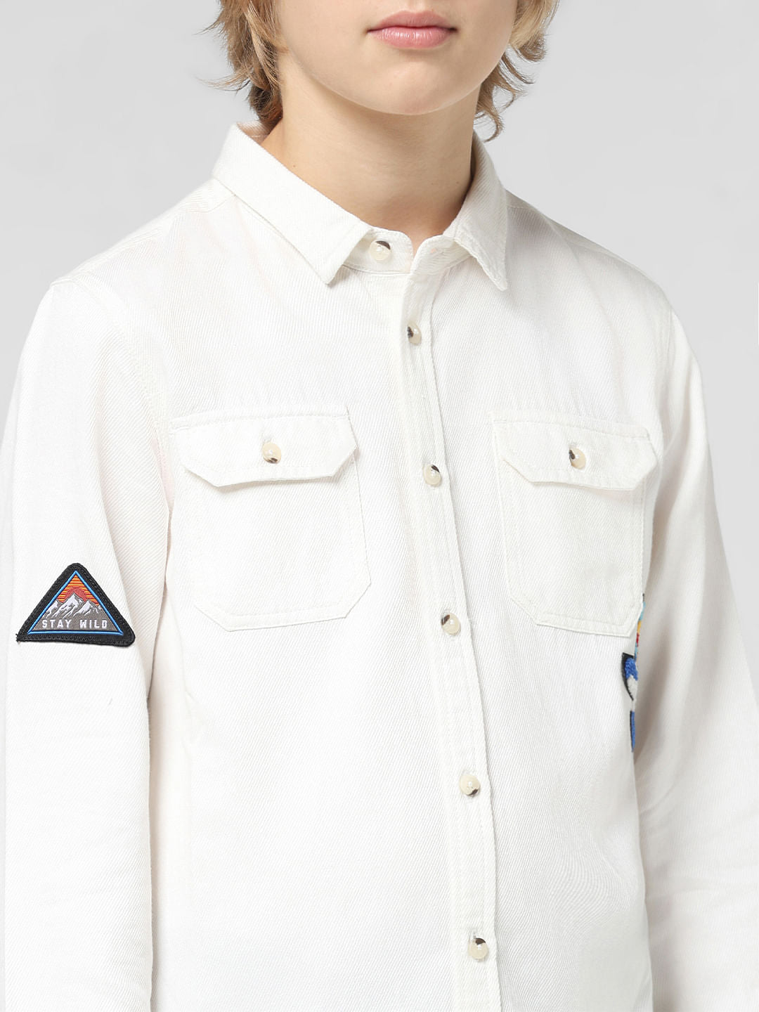 JUNIOR BOYS White Full Sleeves Shirt