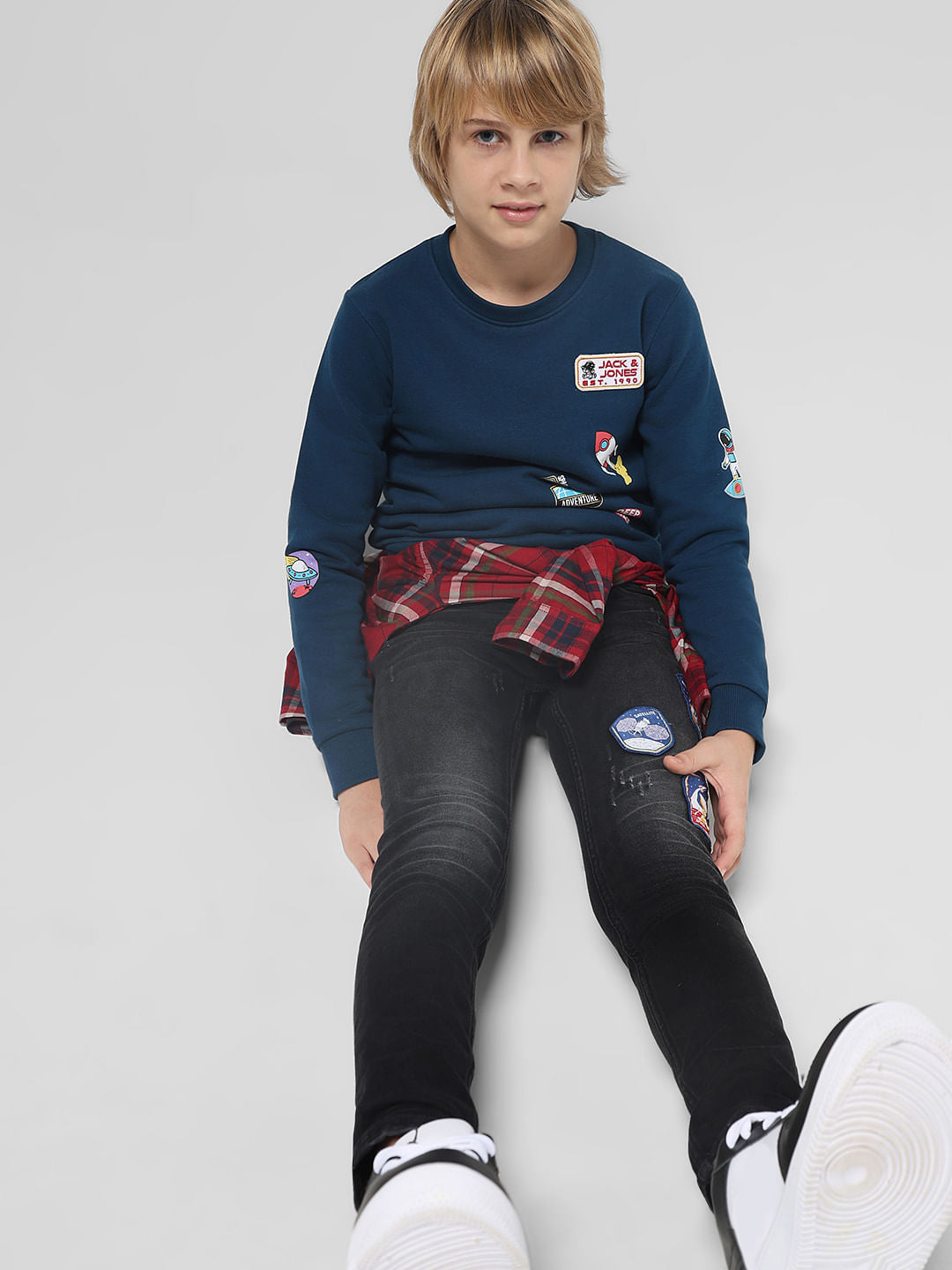 JUNIOR BOYS Blue Planet Print Sweatshirt