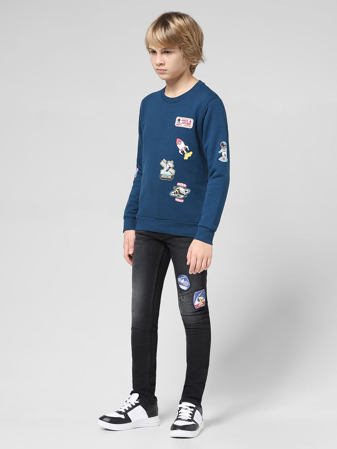 JUNIOR BOYS Blue Planet Print Sweatshirt