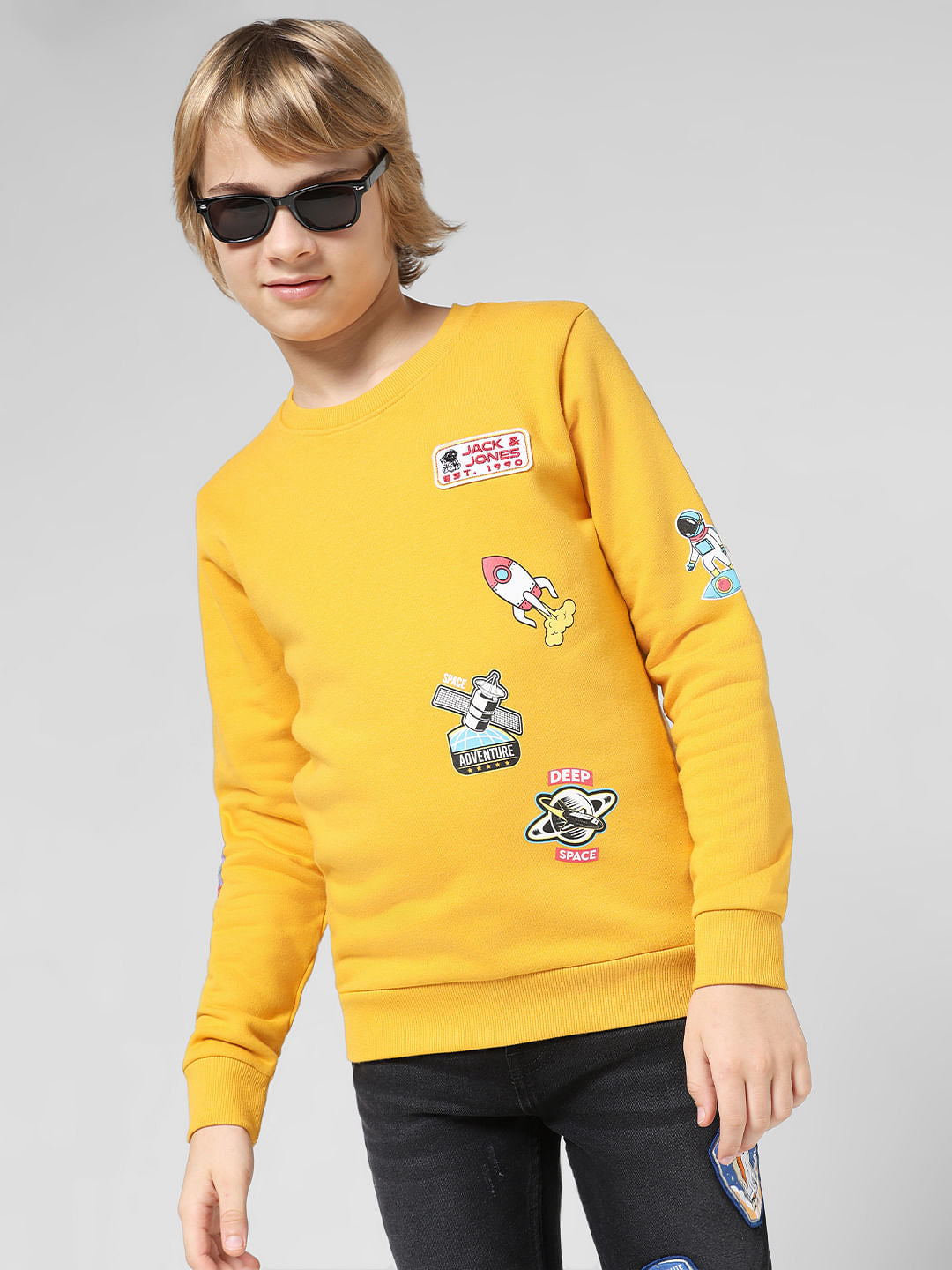 JUNIOR BOYS Yellow Planet Print Sweatshirt - 4/5Y
