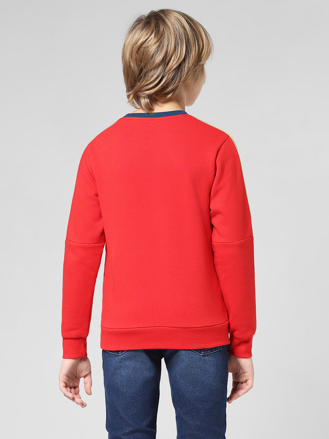 JUNIOR BOYS Red Contrast Tape Detail Sweatshirt