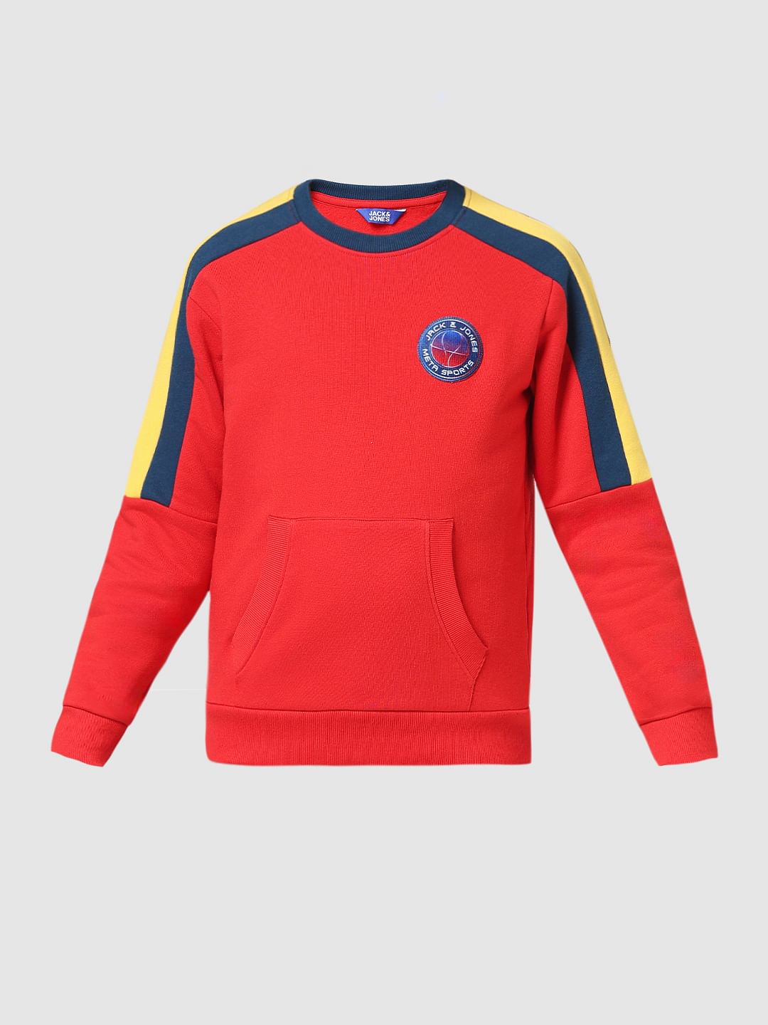 JUNIOR BOYS Red Contrast Tape Detail Sweatshirt