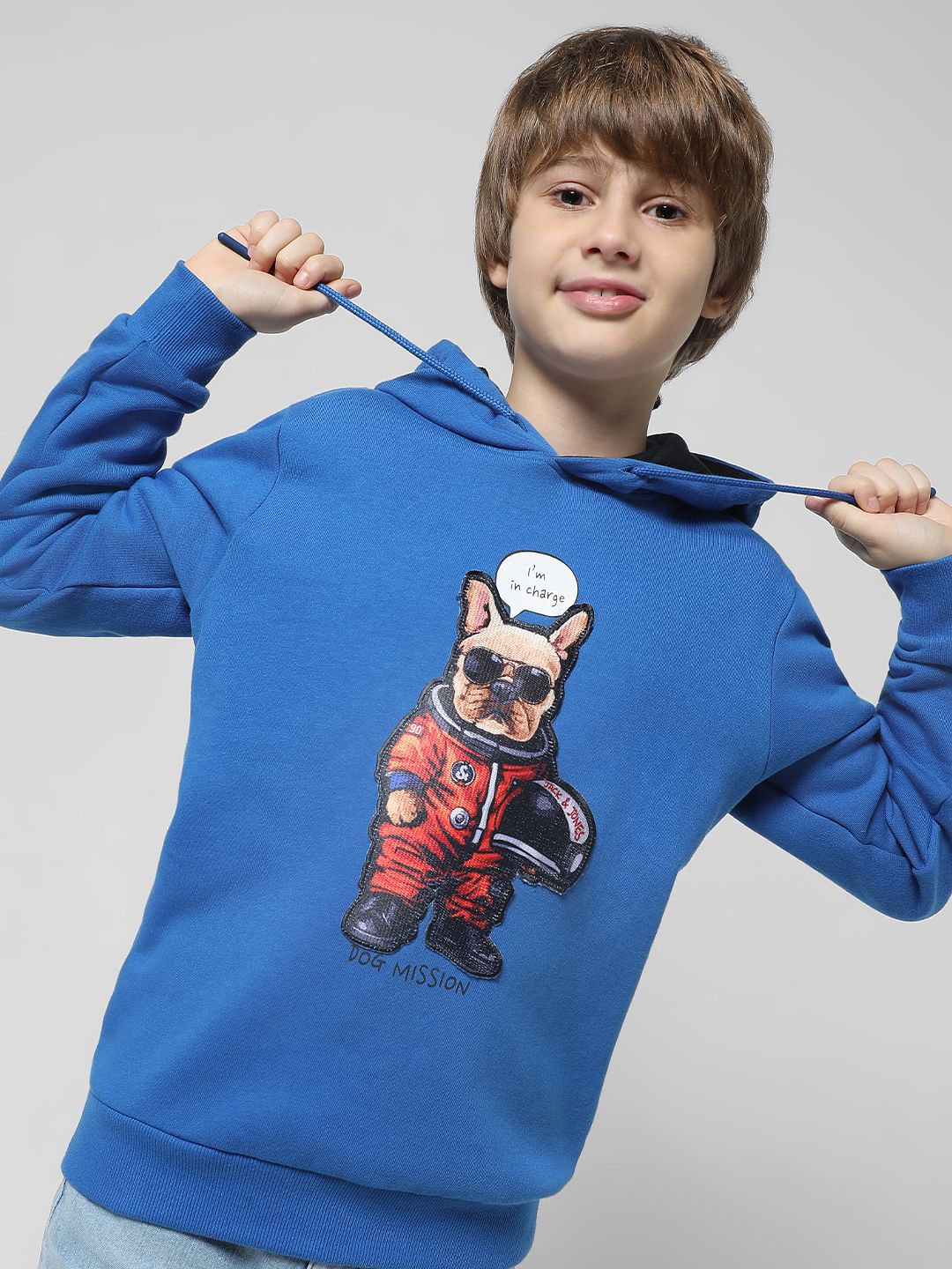 Blue Doggo Print Hooded Sweatshirt - 4/5Y