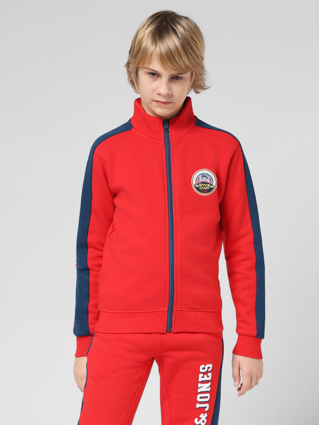 JUNIOR BOYS Red Zip-Up Co-ord Set Sweatshirt
