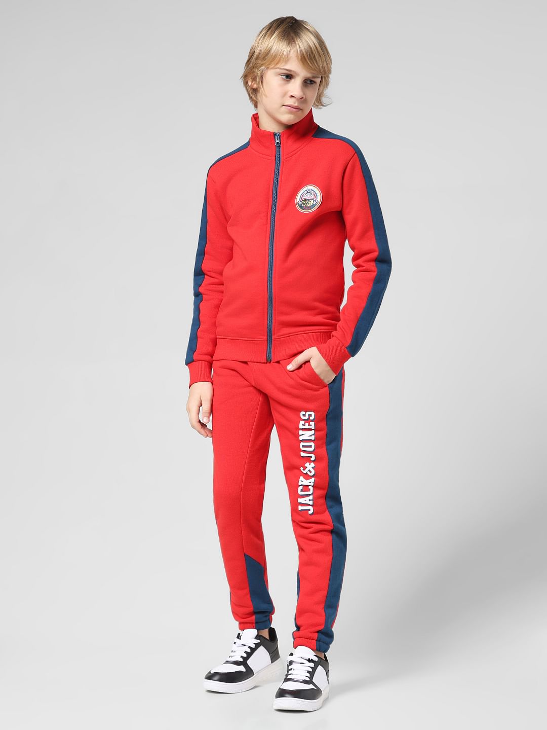 JUNIOR BOYS Red Zip-Up Co-ord Set Sweatshirt