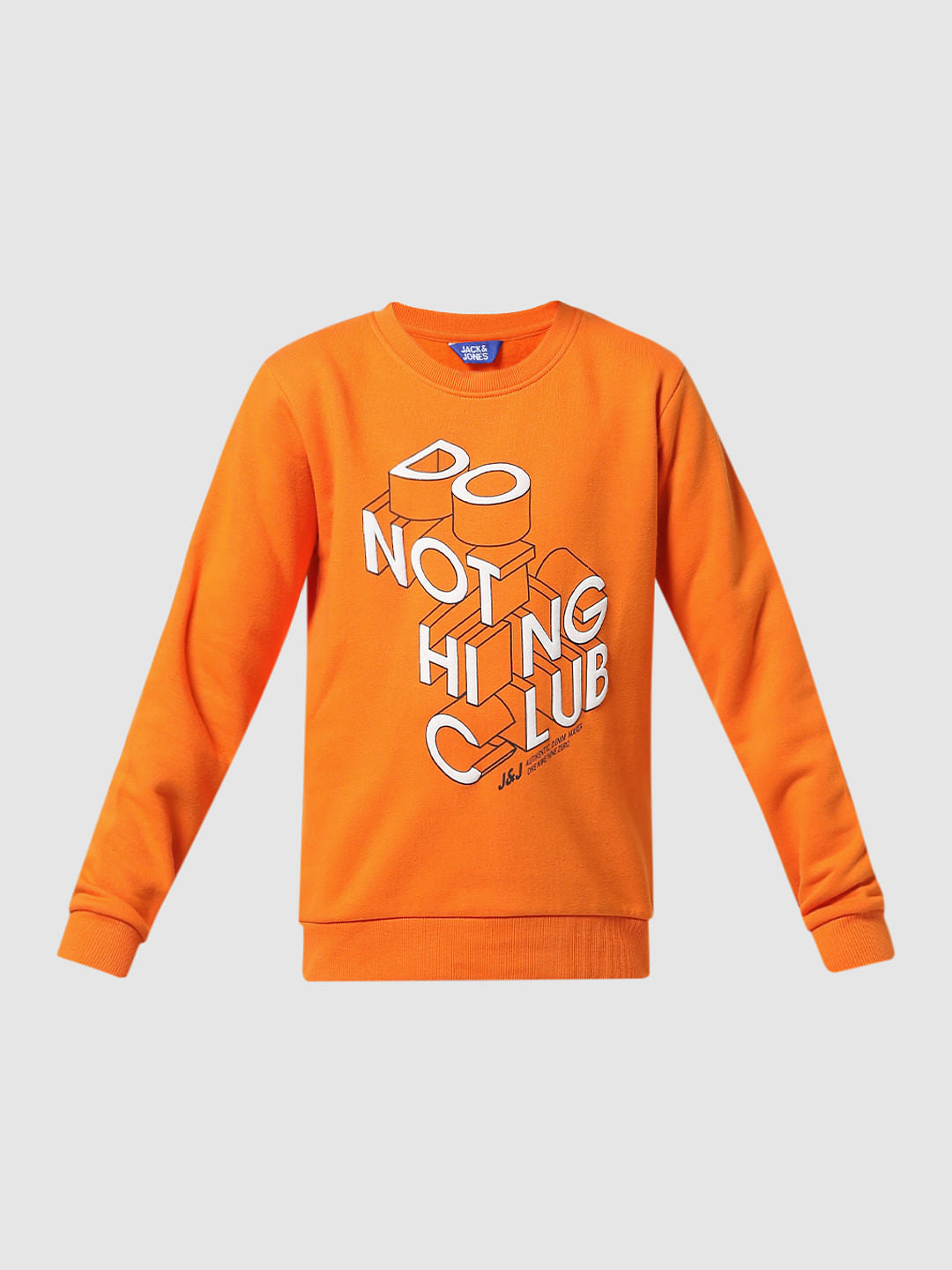 Orange Typographic Print Sweatshirt