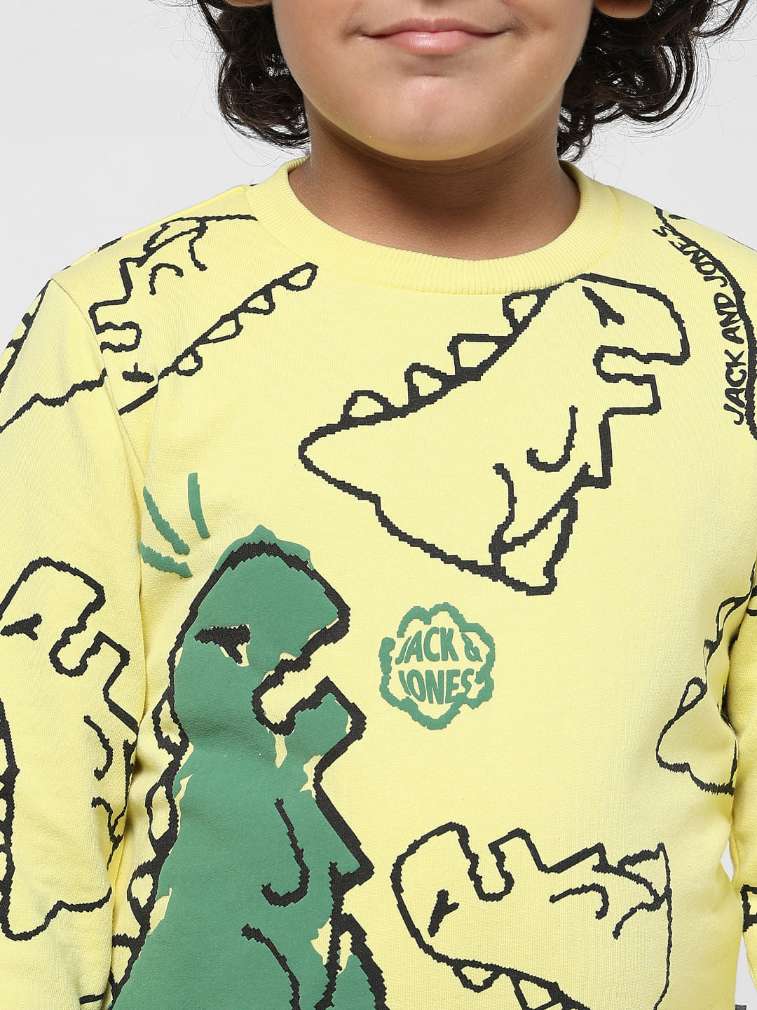 JUNIOR BOYS Yellow Dinosaur Print Sweatshirt