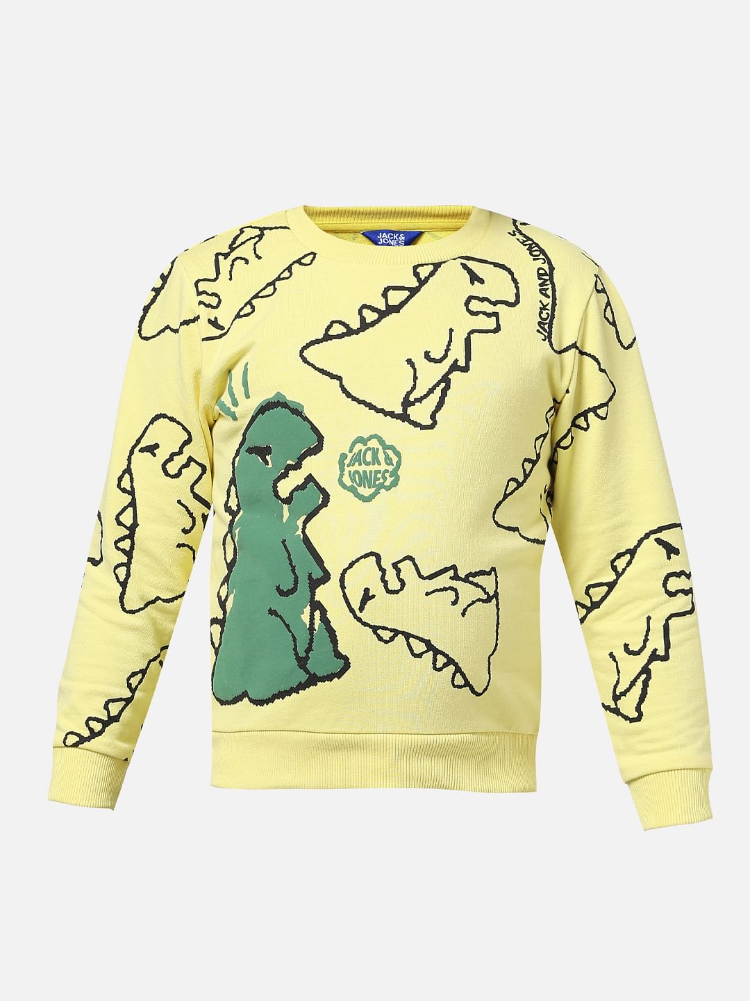 JUNIOR BOYS Yellow Dinosaur Print Sweatshirt