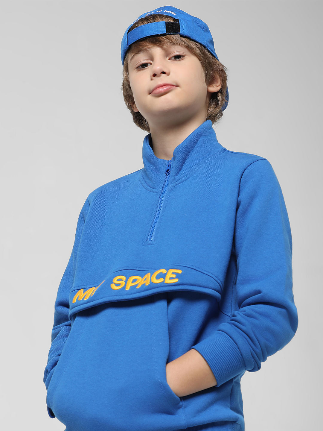Blue High Neck Sweatshirt