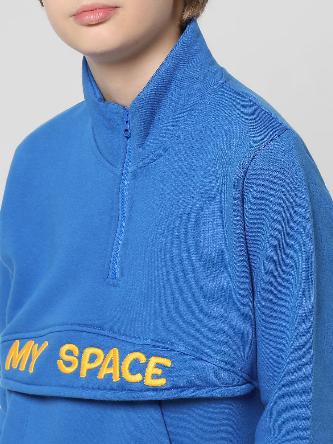 Blue High Neck Sweatshirt