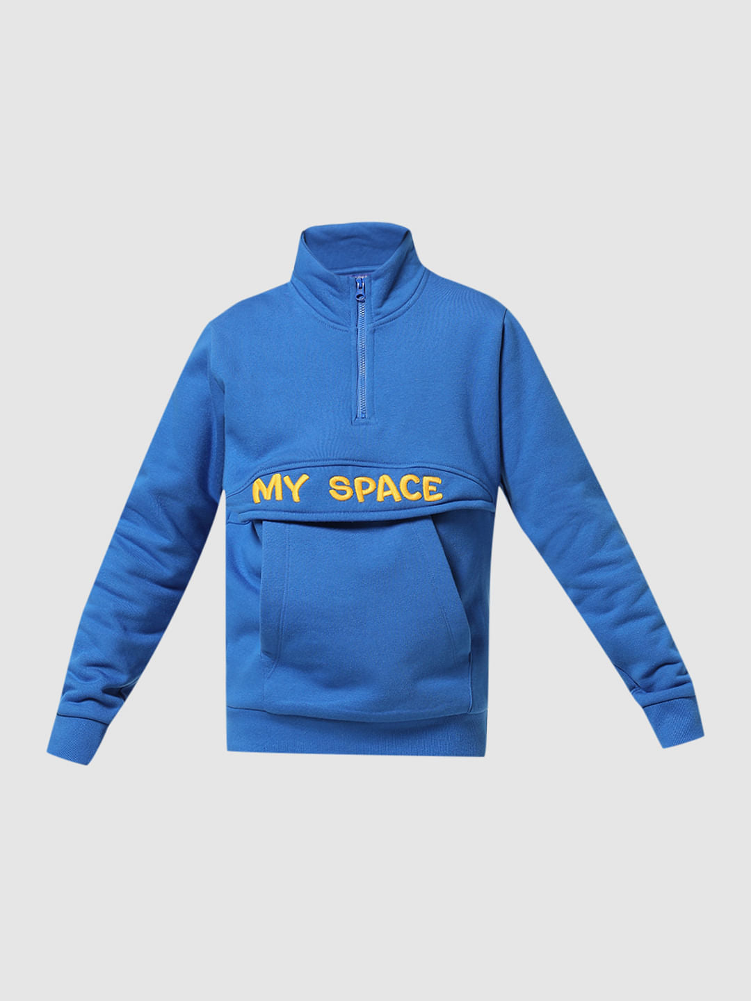 Blue High Neck Sweatshirt