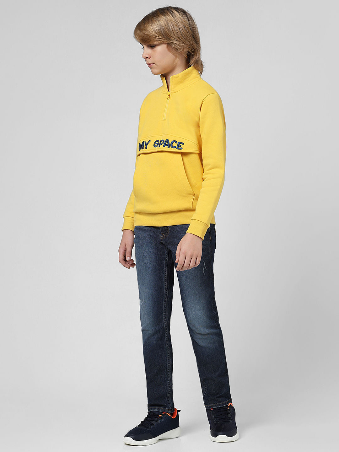 JUNIOR BOYS Yellow High-Neck Sweatshirt