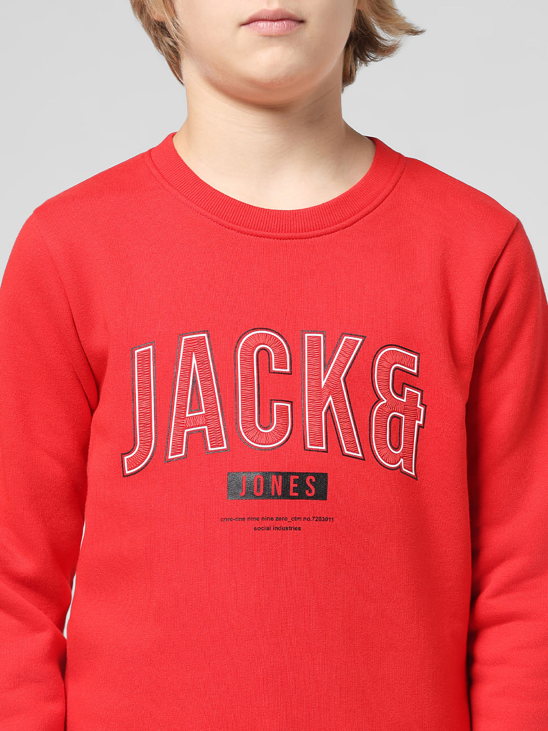 JUNIOR BOYS Red Logo Print Sweatshirt