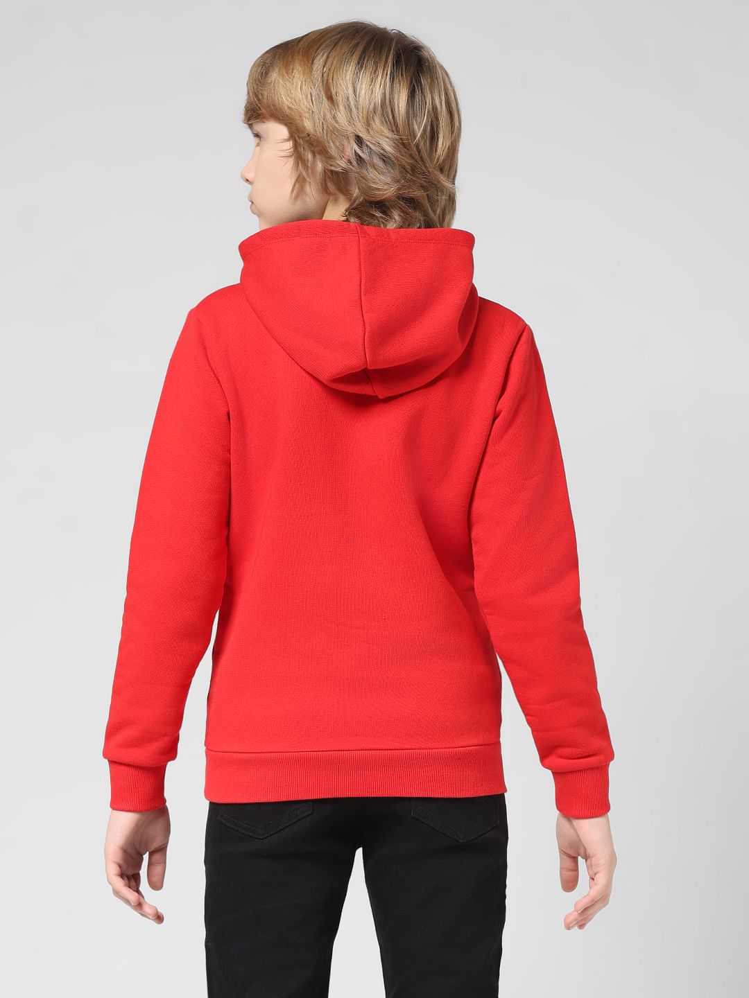 JUNIOR BOYS Red Logo Print Hooded Sweatshirt