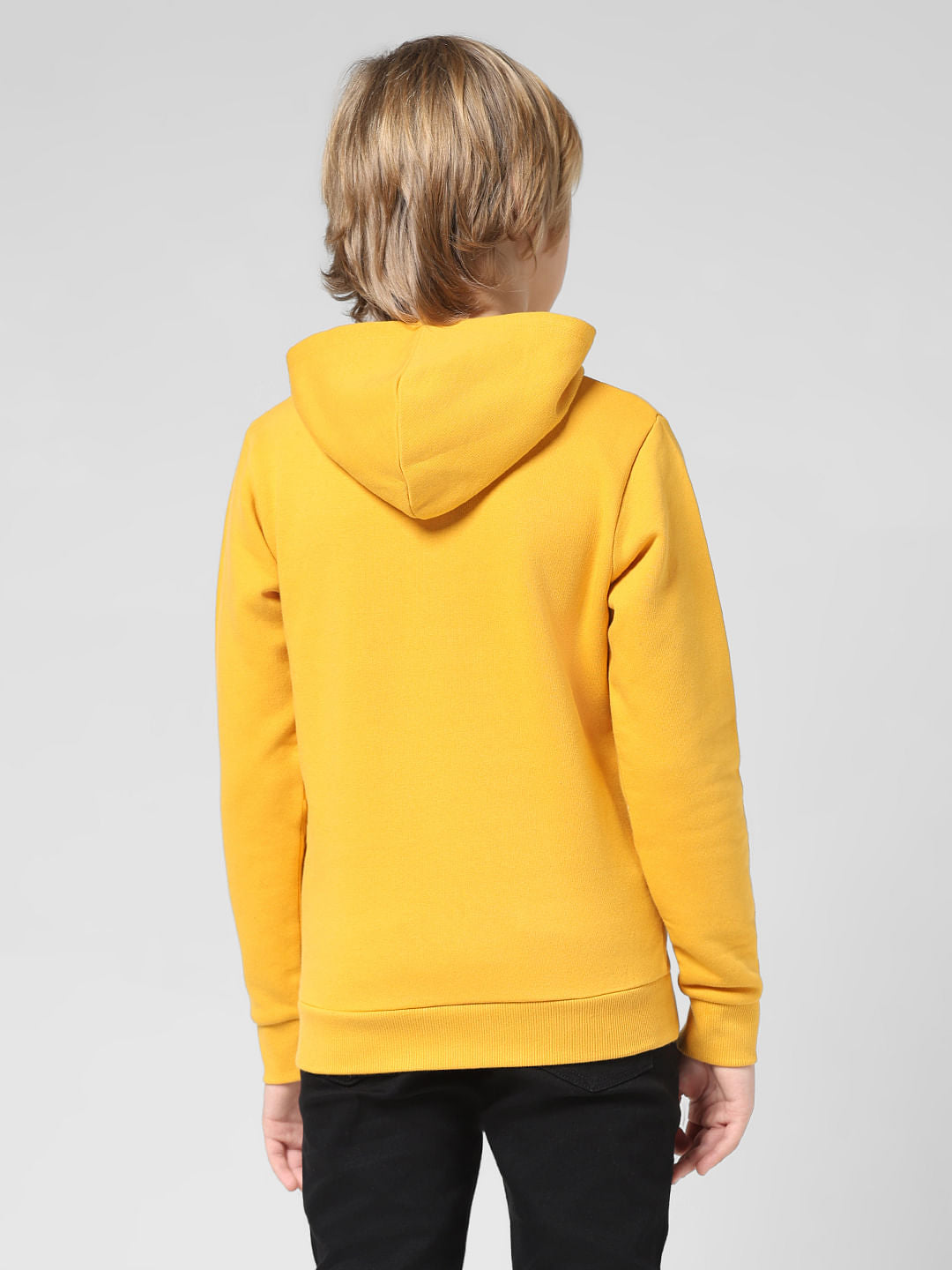 JUNIOR BOYS Yellow Logo Print Hooded Sweatshirt